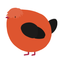 A vermilion and sable chicken