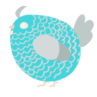 A aqua and silver chicken with a lace pattern