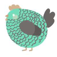 A mint and grey chicken with a lace pattern