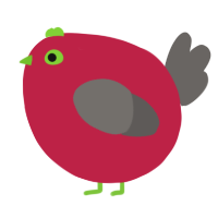 A crimson and grey chicken