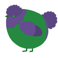 A viridian and overcast chicken with a head pattern