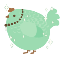 A mint chicken with a half-lace pattern