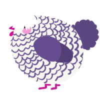 A white and overcast chicken with a lace pattern
