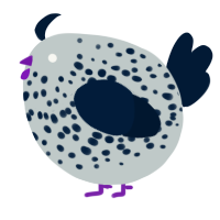A silver and tumblr chicken with a speckle pattern