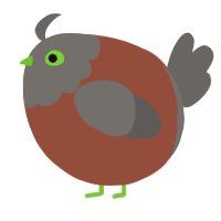 A russet and grey chicken with a head pattern