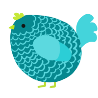 A teal and aqua chicken with a lace pattern