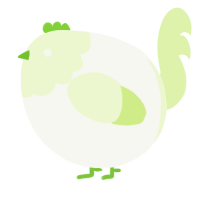 A white and apple chicken with a head pattern