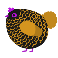 A sable and ochre chicken with a lace pattern