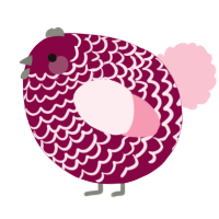 A maroon and rose chicken with a lace pattern