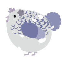 A grey and yellow chicken with a half-lace pattern