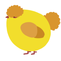 A yellow and orange chicken