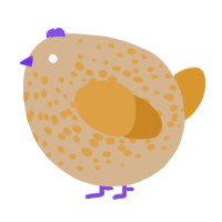 A beige and orange chicken with a speckle pattern