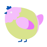 A lemon and lavender chicken with a head pattern