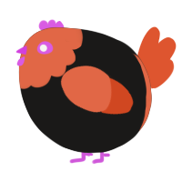 A sable and vermilion chicken with a head pattern