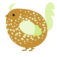 A gold and apple chicken with a speckle pattern