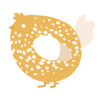 A honey and cream chicken with a speckle pattern