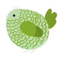 A gluppy and chartreuse chicken with a lace pattern