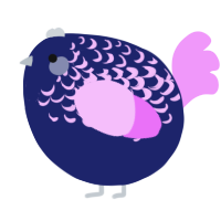 A navy and lavender chicken with a half-lace pattern