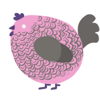 A pink and grey chicken with a double-lace pattern