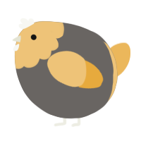 A grey and honey chicken with a head pattern