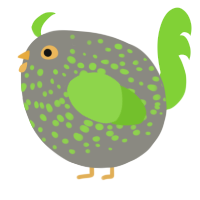 A ash and grass chicken with a speckle pattern