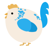 A cream and sky chicken with a neck-speckle pattern
