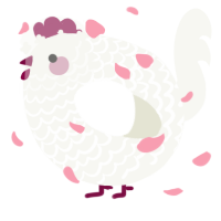 A white chicken with a lace pattern