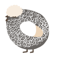 A grey and cream chicken with a double-lace pattern