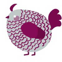 A silver and wine chicken with a lace pattern