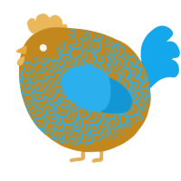 A ochre and sky chicken with a double-lace pattern