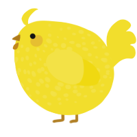 A yellow chicken with a speckle pattern