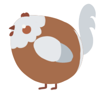 A brown and mist chicken with a head pattern