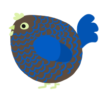 A bark and ultramarine chicken with a lace pattern