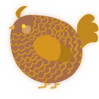 A brown and ochre chicken with a lace pattern