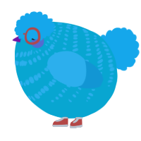 A cerulean and sky chicken with a bar pattern