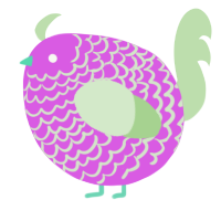 A orchid and gluppy chicken with a lace pattern