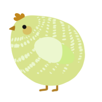 A lemon and apple chicken with a bar pattern