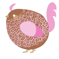 A brown and pink chicken with a double-lace pattern