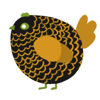 A sable and ochre chicken with a lace pattern