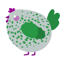 A silver and viridian chicken with a speckle pattern