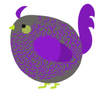 A grey and violet chicken with a double-lace pattern