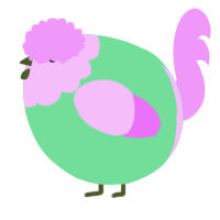 A spring and lavender chicken with a head pattern