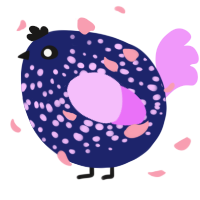 A navy and lavender chicken with a speckle pattern