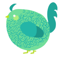 A spring and turquoise chicken with a double-lace pattern