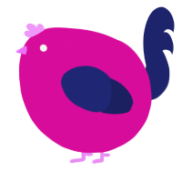 A fuchsia and navy chicken