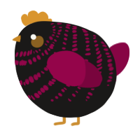 A sable and maroon chicken with a bar pattern