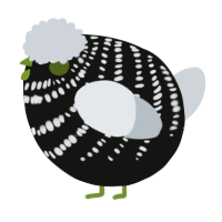 A black and mist chicken with a bar pattern