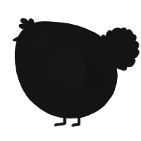 A black chicken with a lace pattern