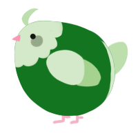 A leaf and gluppy chicken with a head pattern