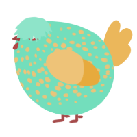 A mint and honey chicken with a speckle pattern